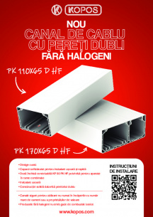 Nou canal de cablu cu pereți dubli fără halogeni PK 110X65 D HF, PK 170X65 D HF